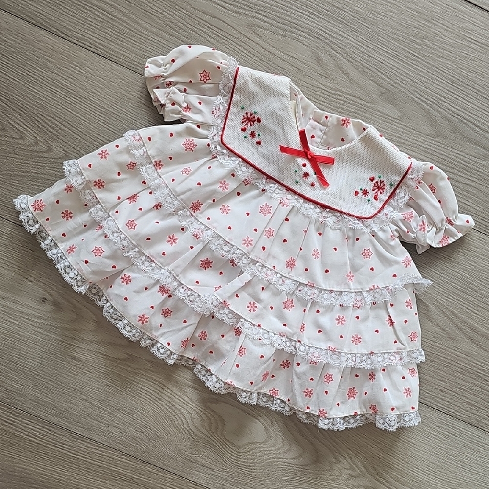 Vintage Baby Christmas Lace, Snowflake Dress‎ Newborn